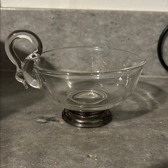 Vintage Duncan Miller Clear Swan Glass Gravy Boat with...